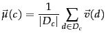 $\displaystyle \vec{\mu} (c) = \frac{1}{\vert\docset_c\vert} \sum_{d \in
\docset_c} \vec{v}(d)$